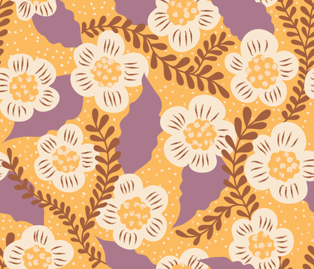 Simple florals on sunshine yellow background